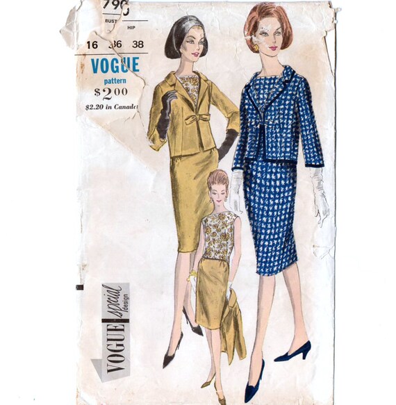 One Piece Dress And Reversible Jacket 1960 Vogue Special Design Pattern Kits How To Craft Supplies Tools