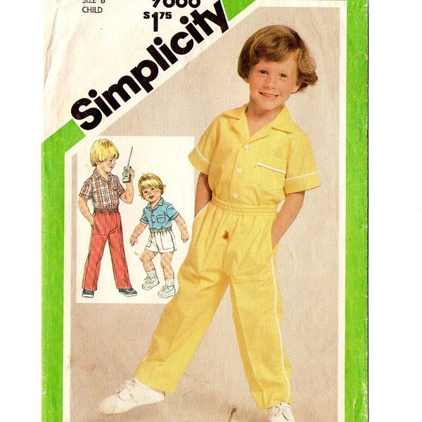 Simplicity 9888 Boys Shirt, Pants, Shorts 80s Vintage Sewing Pattern Size 6 Chest 25 Casual School Clothes