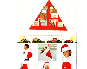 Butterick 6904 Santa Hat Christmas Decorations Vintage Sewing Pattern Uncut Scarf, Hat, Stocking, Card Holder