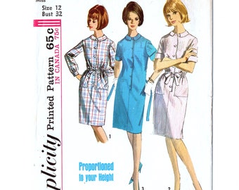 Simplicity 5878 Misses Proportioned Shift Dress 60s Vintage Sewing Pattern Size 12 Bust 32 Short, Average, Tall