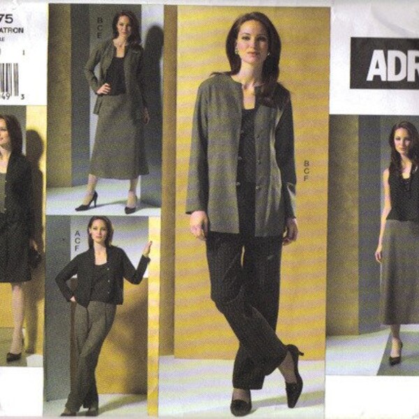 Vogue 2875 Adri Misses Jacket, Top, Skirt, Pants Sewing Pattern Size 6, 8, 10 Uncut Designer