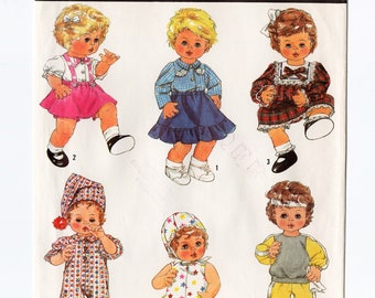 Simplicity 8376 Baby Doll Clothes 80s Vintage Sewing Pattern Small 13 - 14 Inches Tiny Tears Romper Dress Pajamas Sweatsuit