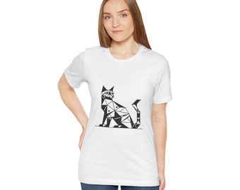 Unisex jersey T-shirt met korte mouwen | Abstract kattenontwerp | Kattenliefhebbers | Vriendin aanwezig