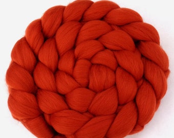 Merino roving wool rust orange 22 micron felting and spinning fiber unspun auburn wool top for felt dreads ginger doll hair 100g/3.5oz