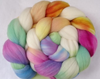 Indie dyed 16 micron merino wool top, spinning/nuno felting/weaving/dreads fiber, hand painted roving, unspun wool braid, 95g/3.4oz