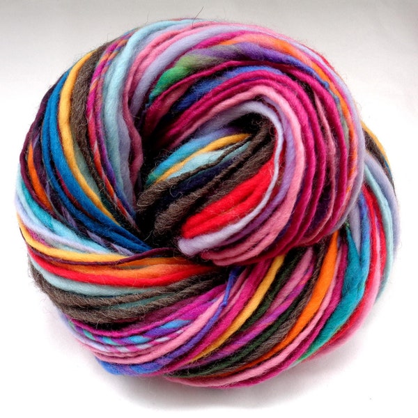 Cholita handspun art yarn self striping south american merino wool, colorful worsted to super bulky weight yarn, 95g/120m, 3.4oz/133yds
