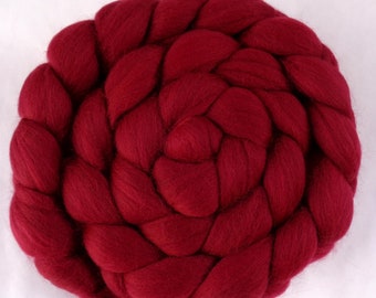 Dark red merino roving wool, 22 micron felting spinning fiber, combed top for dreads hairfalls, chunky weaving, unspun doll hair 100g/3.5oz