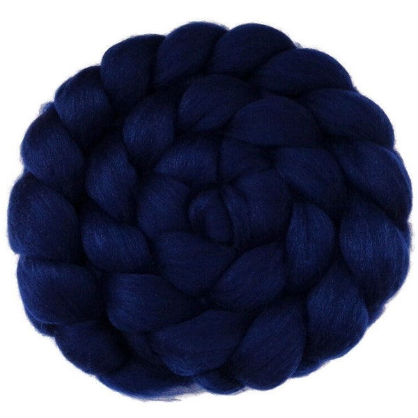 Midnight blue merino roving wool 20 micron felting and spinning fiber, dark blue unspun wool for felt dreadlocks, chunky weaving,100g/3.5oz