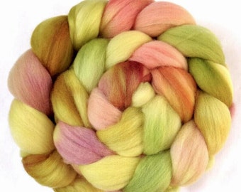 Unspun hand painted super soft polwarth wool fiber for spinning/wet felting/chunky weaving/dreads, indie dyed roving braid, 100g/3.5oz