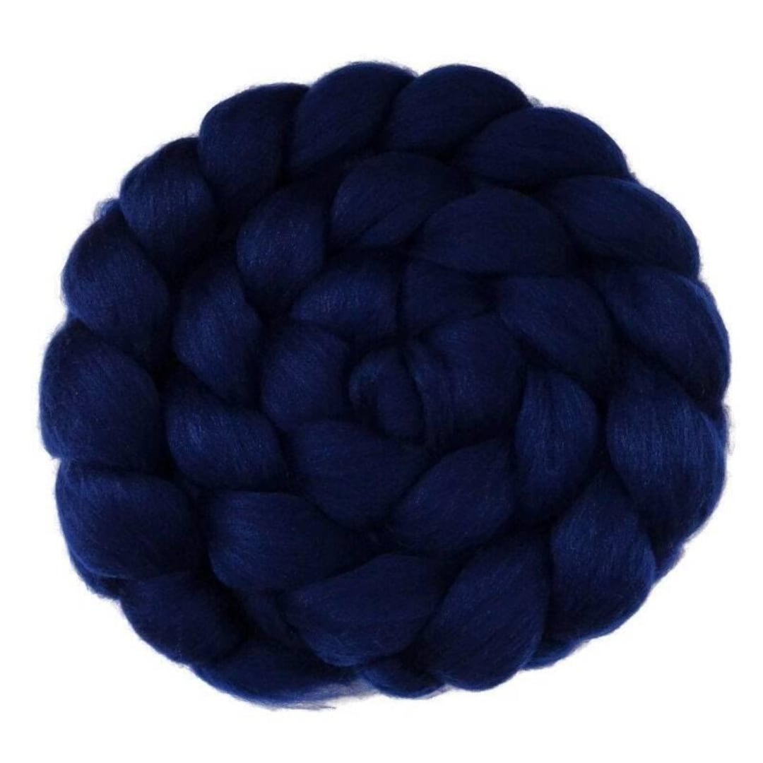 Blue Roving Midnight Blue Merino Roving Wool 100g/3.5oz, 20 Micron Felting and ...