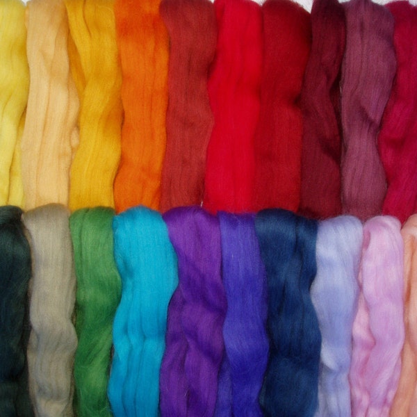 Merino wool roving mix, needle felting wool, roving wool doll hair, dread wool,spinning fiber,merino wool tops,20 colors per bag, 255g, 9oz