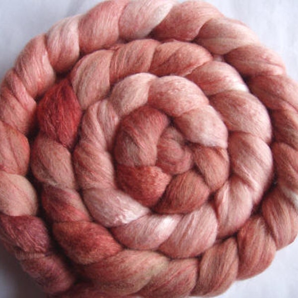 Finest merino & mulberry silk roving, handpainted, for handspinning and felting, 3.5oz/100g