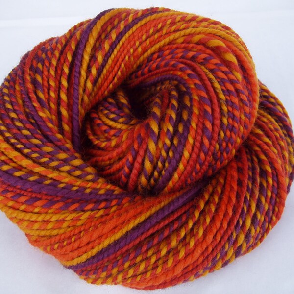 116g (15.52 Euro/100g) Handspun merino yarn bulky self striping yarn fall purple auburn AUTUMN SPIRIT, 130yds, 117m, 100% wool, 4.1oz