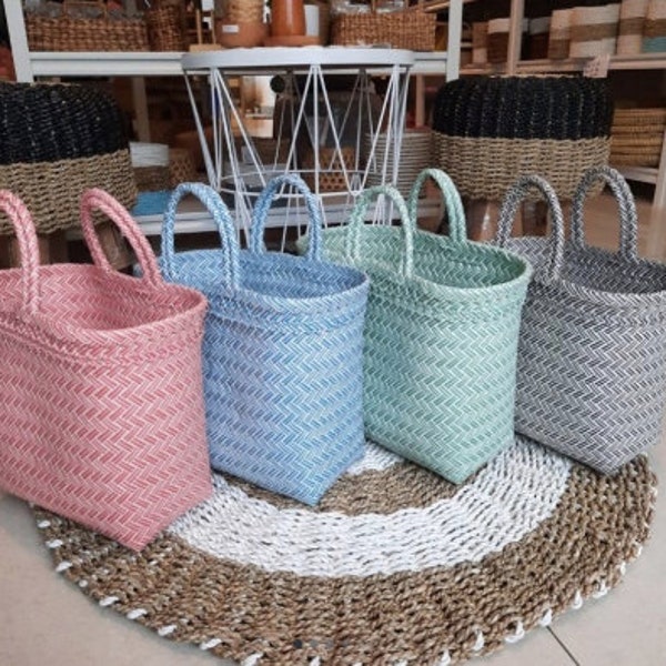 Handmade Plastic Bag - Handicraft Bag - Artisan Bag, Woven Recycle Plastic Bag - Craft Bag, Summer Bag, Beach Bag