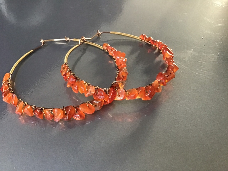Carnelian Copper Hoop earrings