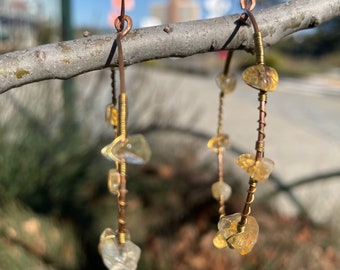 Citrine and Copper hoops