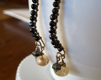 Ear Dangles: Black and Gold