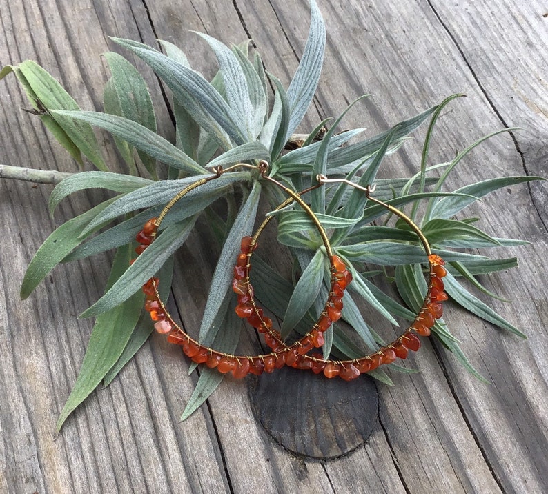 Carnelian Copper Hoop earrings