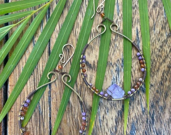 Amethyst/Carnelian Hoops