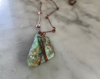 Small Raw Blue Opal necklace