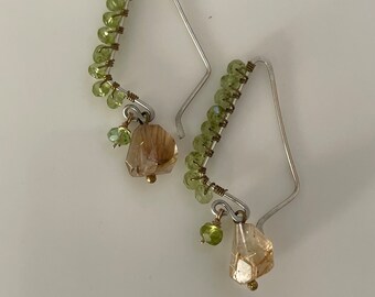 Rutilated Quartz/Peridot ear drops