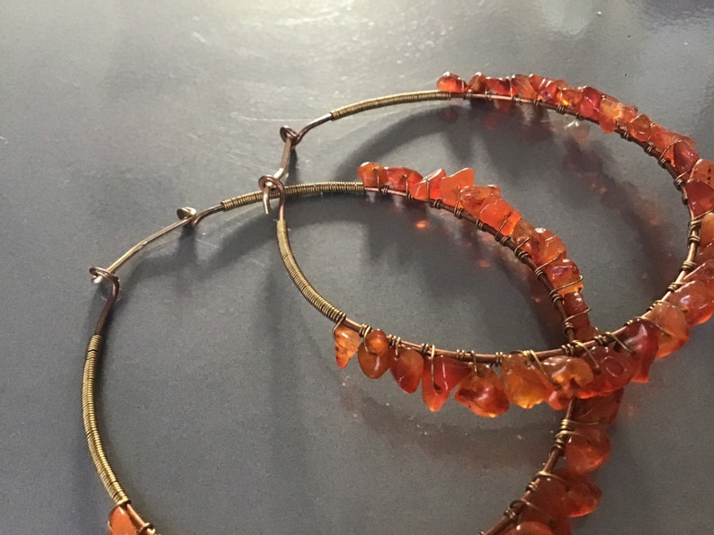 Carnelian Copper Hoop earrings
