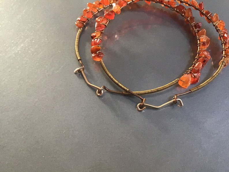 Carnelian Copper Hoop earrings