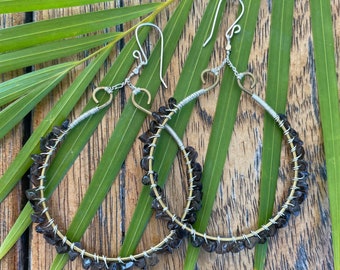 Smokey Quartz hoops