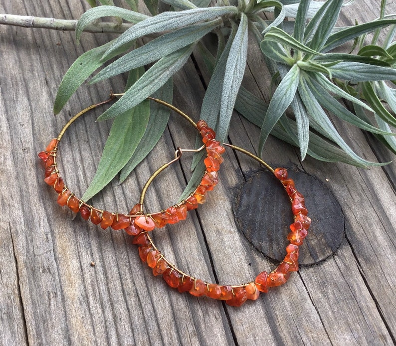 Carnelian Copper Hoop earrings