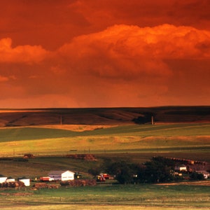 photographie 5X7 Carte vierge d’impression faite à la main. Beau paysage d’été de campagne près de Regina, Saskatchewan