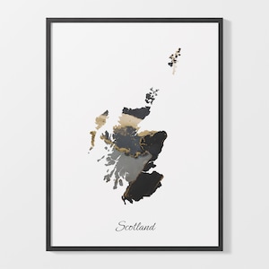 Elegante Landkarte Schottland, Landkarte Poster, Schottland Kunstdruck, Landkarte Drucken, C25-253