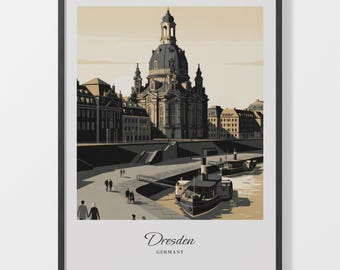 Dresden Poster, Beige Cityscape Print on 200 Gsm Matte Paper