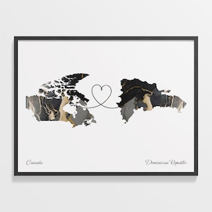 Kanada, Dominikanische Republik Druck, Dominikanische Geschenk, Marmor zwei Länder Karte Poster, Reisekunst, digitale Nomaden Geschenk, C22-646