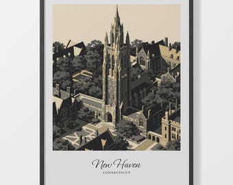 New Haven Print, Neutral Cityscape on 200 GSM Matte Paper