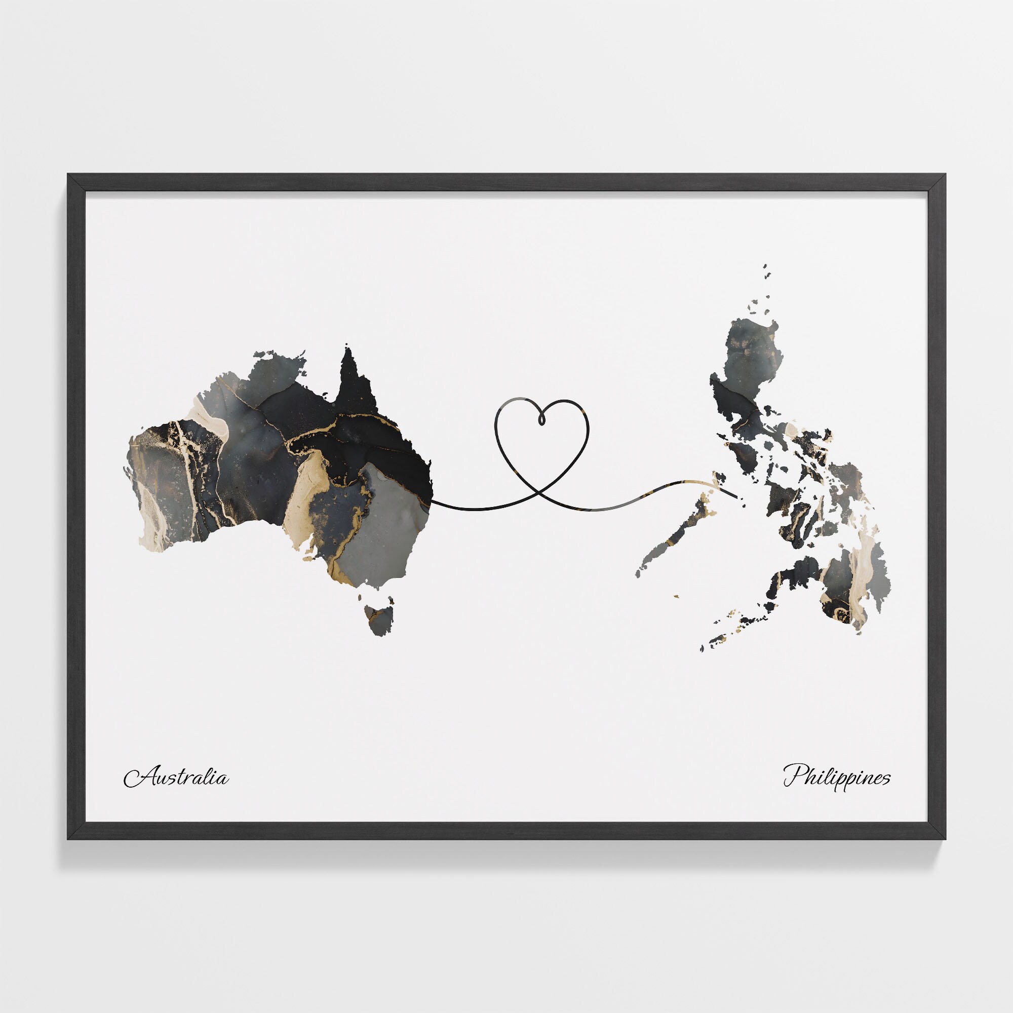 Australia Philippines Map Print: Country Connection Travel Art