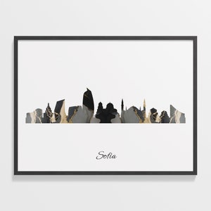 Sofia Skyline Print: Marble Cityscape Wall Art