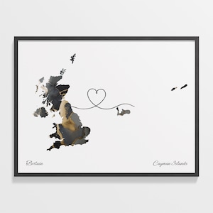 Großbritannien Kaimaninseln Druck, Kaimanian Geschenk, Marmor zwei Länder Karte Poster, Wandkunst Großbritannien, LDR Karte, C22-233