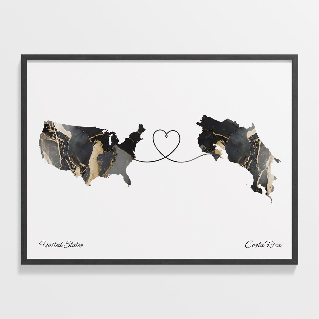 USA Costa Rica Map Print: Country Connection Art - Etsy