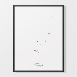 Tonga Art Print, Tongan Map Poster, Elegant Country Artwork, Black and Gold TO Painting, Gilded map art, C25-182