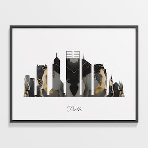 Perth Skyline Print, Marble Cityscape, Australia Wall Art Poster, Marble Skyline, Travel Wall Art, C28-223