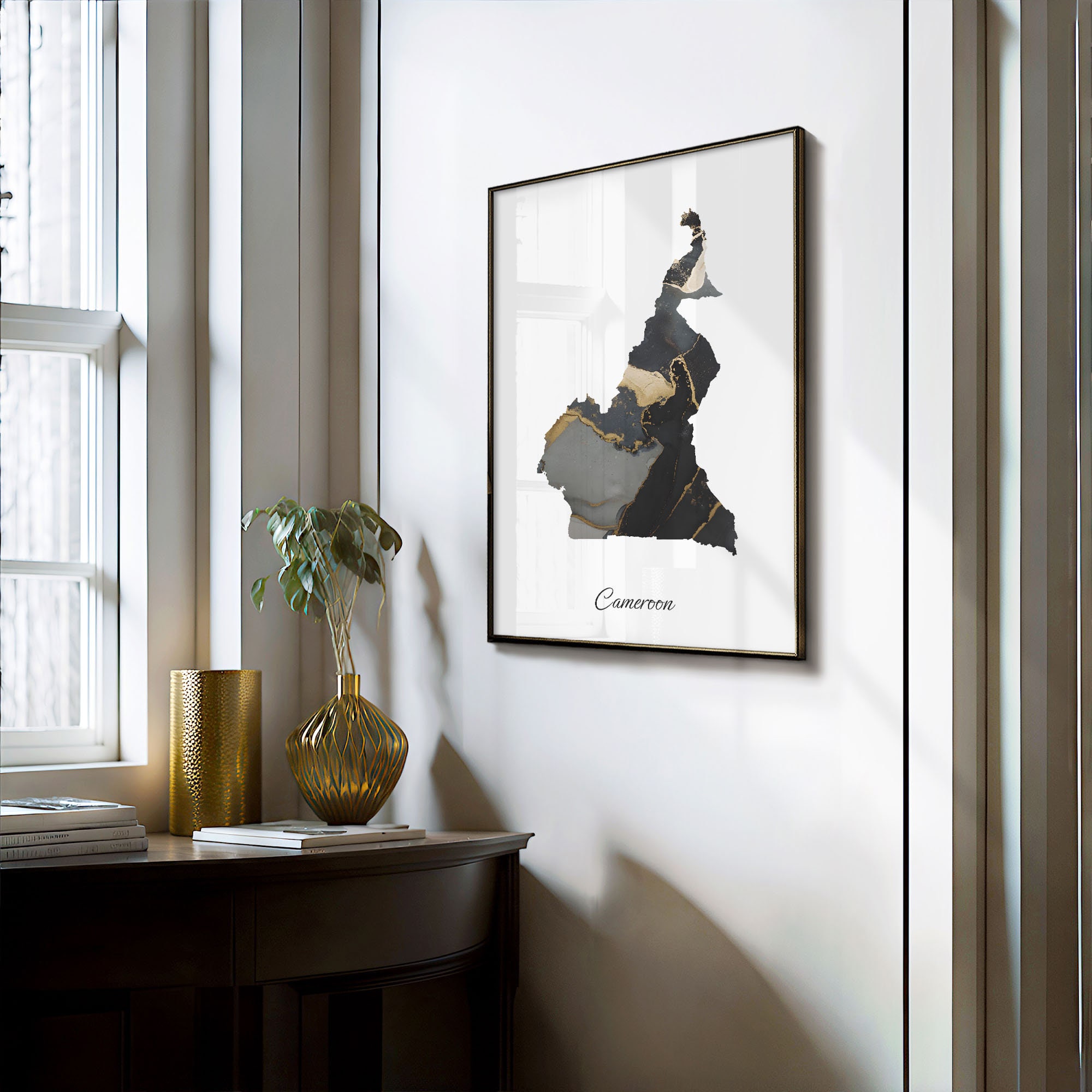 Cameroon Art Print, Cameroonian Map Poster, Elegant Country Artwork ...