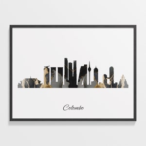 Colombo Skyline Print, Marble Cityscape, Sri Lanka Wall Art Poster, Cityscape Gift, City Skyline Canvas, C28-290
