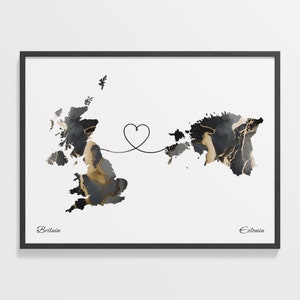 Großbritannien Estnisch Druck, Marmor zwei Länder Karte Poster, UK Wand Kunst, Willkommen zu Hause Geschenk, C22-256