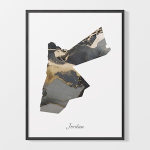 Jordan Kunstdruck, jordanisches Kartenposter, elegantes Landkunstwerk, schwarz-goldenes JO-Gemälde, hochwertiger Kartendruck, C25-93