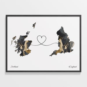 Schottland nach England Druck, englisches Geschenk, Marmor zwei Länder Karte Plakat, Reise-Kunst, Ferngeschenk, C22-1722