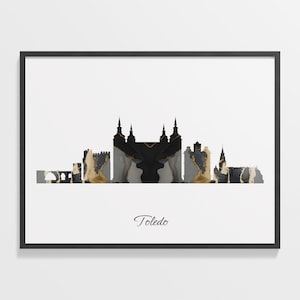 Toledo Skyline Print, Marmor Stadtbild, Spanien Wand Kunst Poster, Marmor Karte, Wand Kunst Wohnzimmer, C28-54