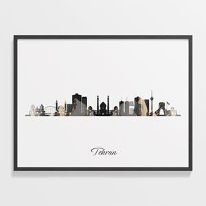 Black Gold Wall Art, Tehran Skyline Design on FSC Matte Paper