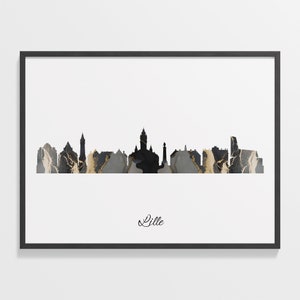 Lille Skyline Print, Marble Cityscape, France Wall Art Poster, Marble city art, Cityscape Wall Art, C28-89