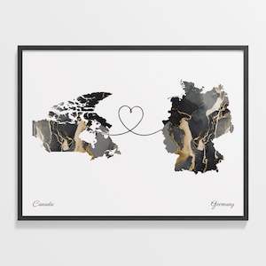 Canada Germany Map Print: Country Connection Travel Art