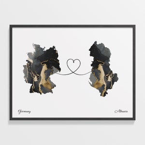 Deutschland Albanien Druck, Albanien Geschenk, Marmor Zwei Länder Karte Poster, Reise Kunst, Übersee Liebe Geschenk, C22-400